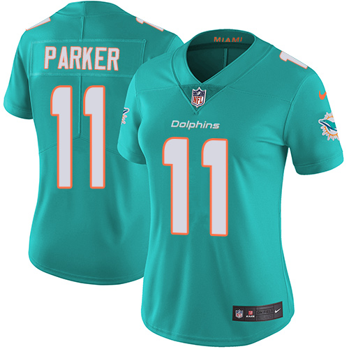 Nike Miami Dolphins #11 DeVante Parker Aqua Green Team Color Women Stitched NFL Vapor Untouchable Limited Jersey